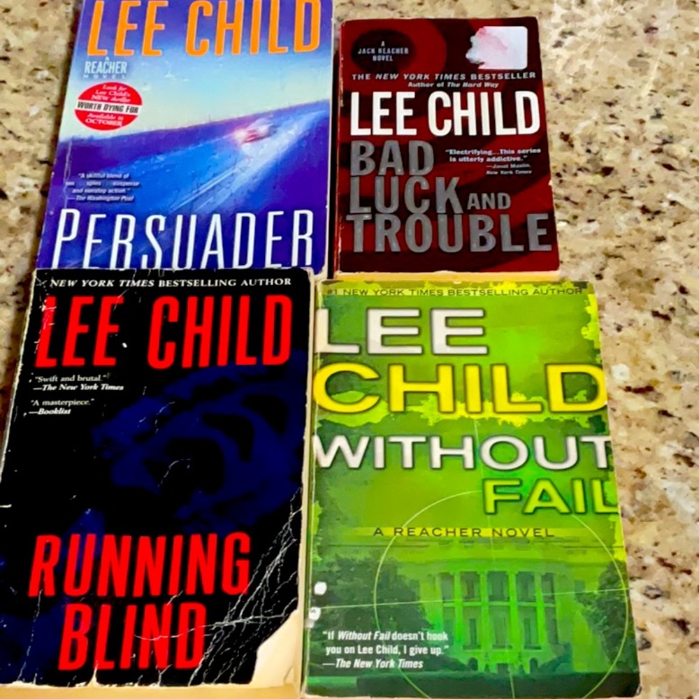 Lee Child 4 paperback books. See photo for novel names.